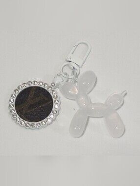 Louis Vuitton Monogram Canvas White Cabochon Balloon Dog Keychain Bag Charm